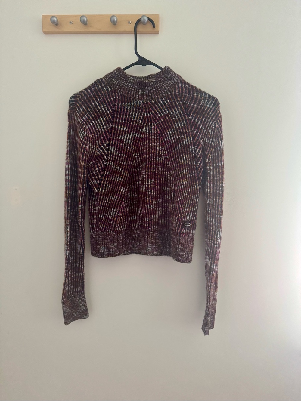 Scotch & Soda Burgundy Mixed Ribbed Turtleneck Sweater